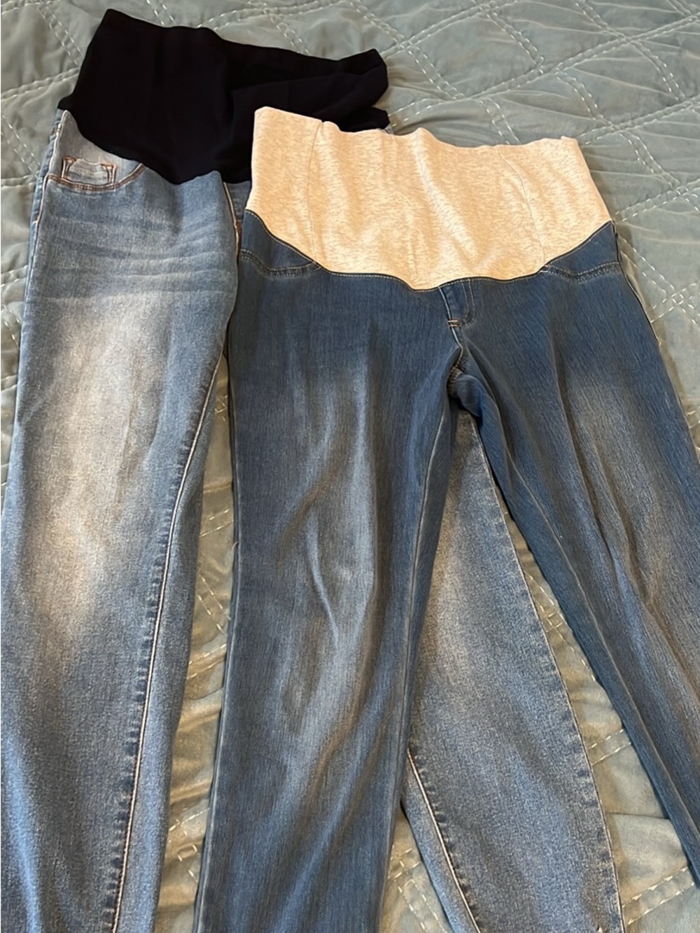 Maternity Blue Denim Skinny Jeans with Stretch Waistband
